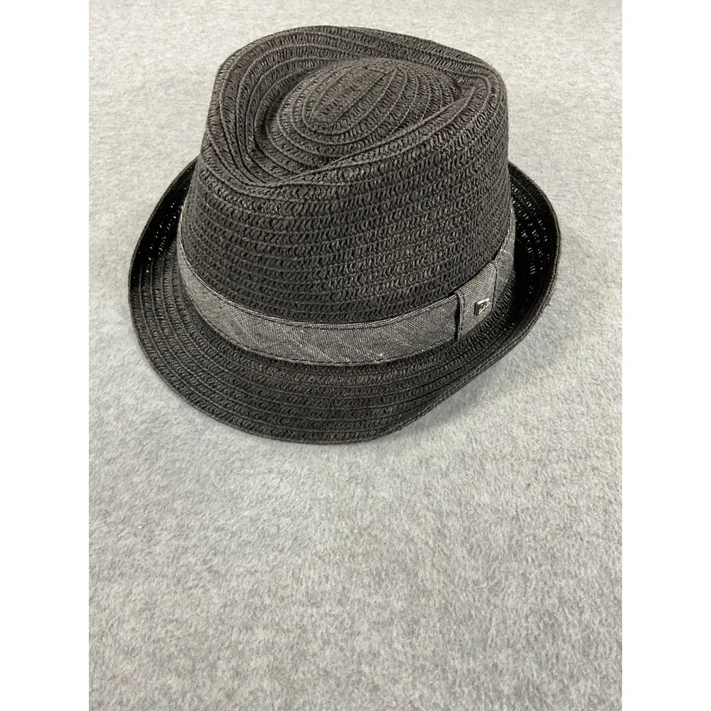 New Era EK Collection Black Woven Paper Straw Fedora Trilby Hat Large